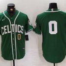 Mens Celtics Jayson Tatum Name NBA X MLB Crossover Baseball Jersey Green