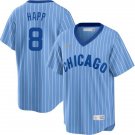 Mens Chicago Cubs #8 Ian Happ Blue Pinstripe Pullover 1978 Cooperstown Jersey