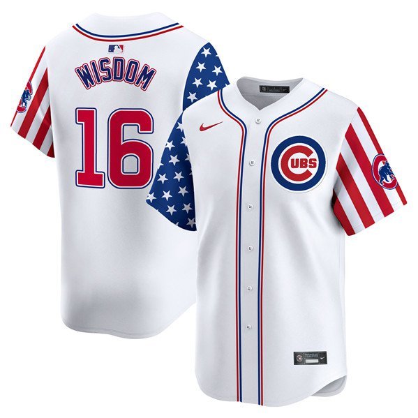 Men's Chicago Cubs Patrick Wisdom White 2024 Independence Day Vapor Limited Jersey