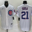 Men's Chicago Cubs Sammy Sosa White With Patch Cool Base Stitched Jersey