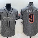 Men's Cincinnati Bengals Joe Burrow Gray With Patch Cool Base Stitched Baseball Jersey
