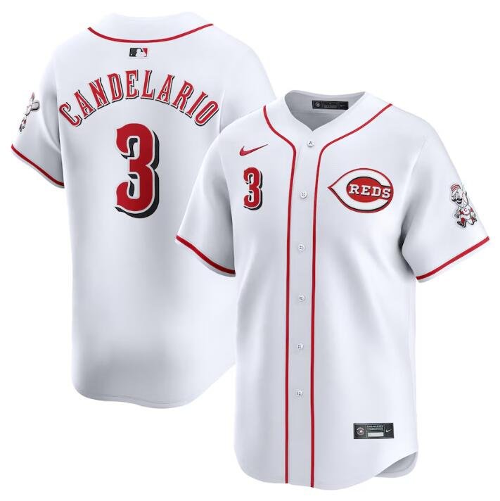 Men's Cincinnati Reds Jeimer Candelario White Home Limited Stitched Baseball Jersey