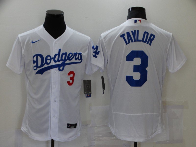 Men's Dodgers Chris Taylor Flex Baseball Jersey White