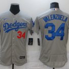 Men's Dodgers Fernando Valenzuela Flex Base Jersey Grey