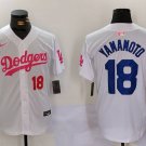 Men's Dodgers Yoshinobu Yamamoto White Pink Vin & Kobe Patch Jersey