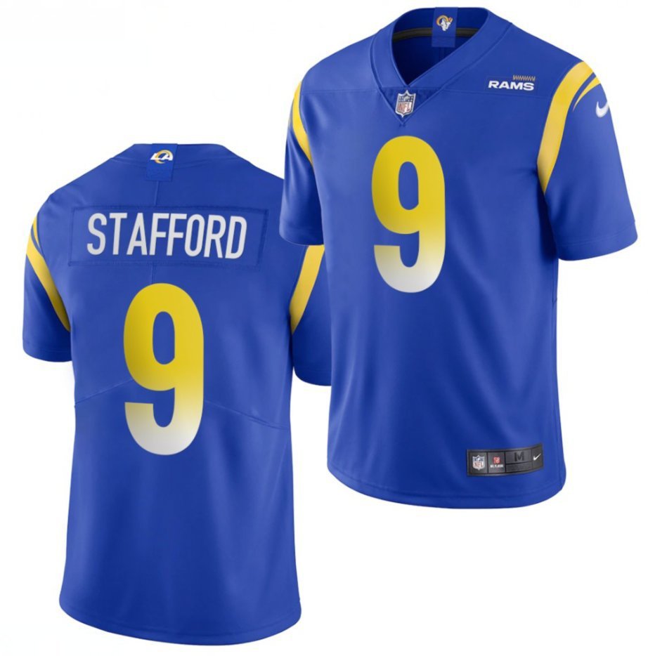 Men & Youth #9 Matthew Stafford Los Angeles Rams Color Rush Vapor Limited Blue Jersey