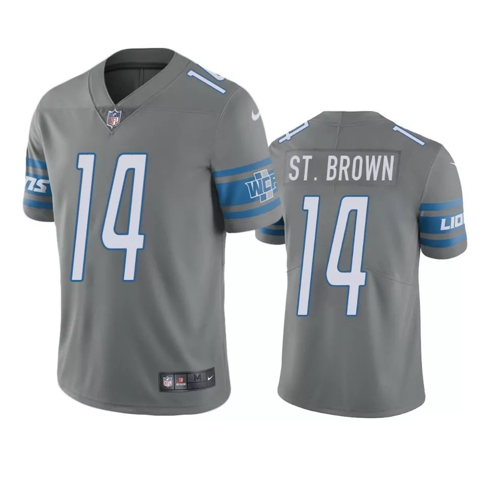 Men & Youth #14 Amon-Ra St. Brown Detroit Lions Color Rush Limited Gray Jersey