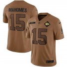Men & Youth #15 Patrick Mahomes Kansas City Chiefs 2023 Salute eo Service Brown Jersey
