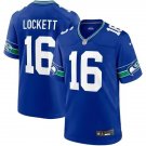 Men & Youth #16 Tyler Lockett Seattle Seahawks Throwback Game Blue Jersey