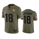 Men & Youth #18 Justin Jefferson Minnesota Vikings 2022 Salute to Service Olive Jersey