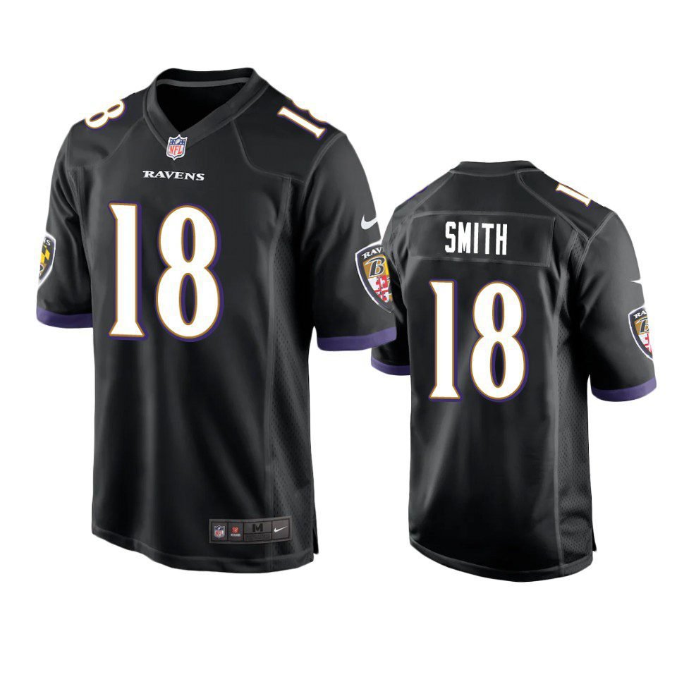 Men & Youth #18 Roquan Smith Baltimore Ravens Game Black Jersey