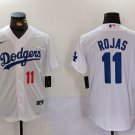 Men's Los Angeles Dodgers #11 Miguel Rojas Number White Cool Base Stitched Jersey (2)