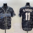 Men's Los Angeles Dodgers #11 Roki Sasaki Gray Camo With Patch Cool Base Stitched Jersey