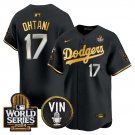 Men's Los Angeles Dodgers #17 Shohei Ohtani Black Gold 2024 World Series Vin Jersey