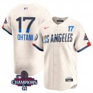 Men's Los Angeles Dodgers #17 Shohei Ohtani Cream 2024 World Series Jersey