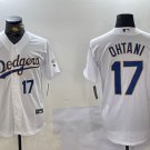 Men's Los Angeles Dodgers #17 Shohei Ohtani Number White Gold Championship Jerseys