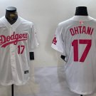 Men's Los Angeles Dodgers #17 Shohei Ohtani Number White Pink Limited Cool Jersey
