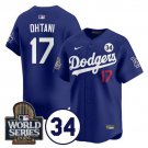Men's Los Angeles Dodgers #17 Shohei Ohtani Royal 2024 World Series Jersey