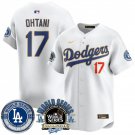 Men's Los Angeles Dodgers #17 Shohei Ohtani White 2024 World Series Patch Vapor Premier Jersey