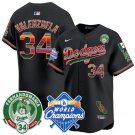 Men's Los Angeles Dodgers #34 Fernando Valenzuela Black Mexico Fernando Valenzuela Jersey