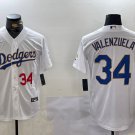 Men's Los Angeles Dodgers #34 Fernando Valenzuela Number White Gold Jerseys