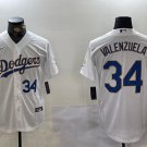 Men's Los Angeles Dodgers #34 Fernando Valenzuela Number White Gold Jerseys (2)