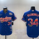 Men's Los Angeles Dodgers #34 Fernando Valenzuela Royal 2024 World Series Jersey