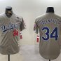 Men's Los Angeles Dodgers #34 Toro Valenzuela Grey 2024 World Series 1981 Jersey