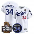 Men's Los Angeles Dodgers #34 Toro Valenzuela White 2024 World Series Jersey