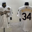 Men's Los Angeles Dodgers #34 Toro Valenzuela White Gold 2024 World Series Jersey
