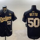 Men's Los Angeles Dodgers #50 Mookie Betts Black Gold 2024 World Series With Path Jersey