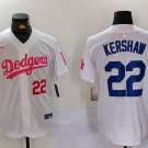 Men's Los Angeles Dodgers Clayton Kershaw White Pink Vin & Kobe Patch Jersey