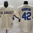 Men's Los Angeles Dodgers Jackie Robinson Cream Stitched Baseball Jersey
