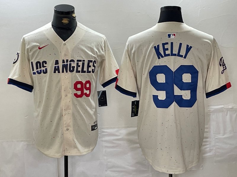 Men's Los Angeles Dodgers Joe Kelly Number Cream 2024 City Connect Jersey