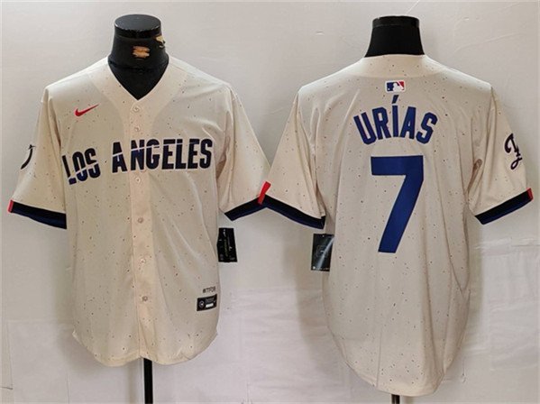 Men's Los Angeles Dodgers Julio Ur&Atilde;&shy;as Cream Stitched Baseball Jersey