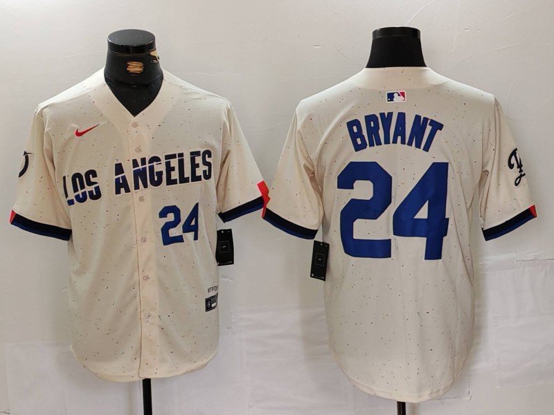 Men's Los Angeles Dodgers Kobe Bryant Number Cream 2024 City Jersey