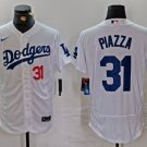 Men's Los Angeles Dodgers Mike Piazza Number White Flex Base Stitched Jersey