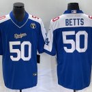 Men's Los Angeles Dodgers Mookie Betts Blue Vin Scully Patch Stitched Jersey