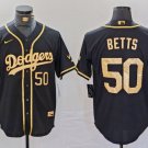 Men's Los Angeles Dodgers Mookie Betts Number Black Gold World Series Champions Jersey