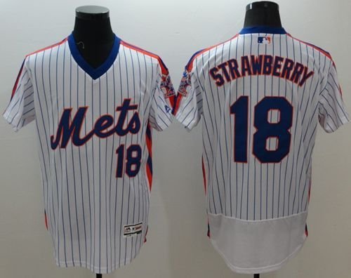 Men's Mets Darryl Strawberry White Cooperstown Flex Baseball Jersey