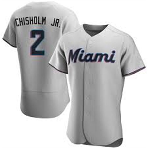 Mens Miami Marlins Jazz Chisholm Jr. Gray Alternate Flex Base Jersey
