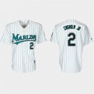 Mens Miami Marlins Jazz Chisholm Jr. White Teal Pinstripe 30th Anniversary Retro Jersey