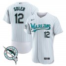 Men's Miami Marlins Jorge Soler White Flex Base Stitched Jersey