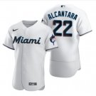 Mens Miami Marlins Sandy Alcantara Flex Base Jersey White