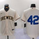 Men's Milwaukee Brewers Jackie Robinson Cream Cool Base Stitched Jersey