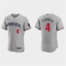 Mens Minnesota Twins Carlos Correa 2023 Gray Pinstripe Authentic Player Jersey