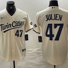 Men's Minnesota Twins Edouard Julien Number Cream Cool Base Stitched Jersey