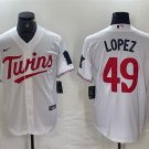 Men's Minnesota Twins Pablo Lopez White Cool Base Stitched Jersey