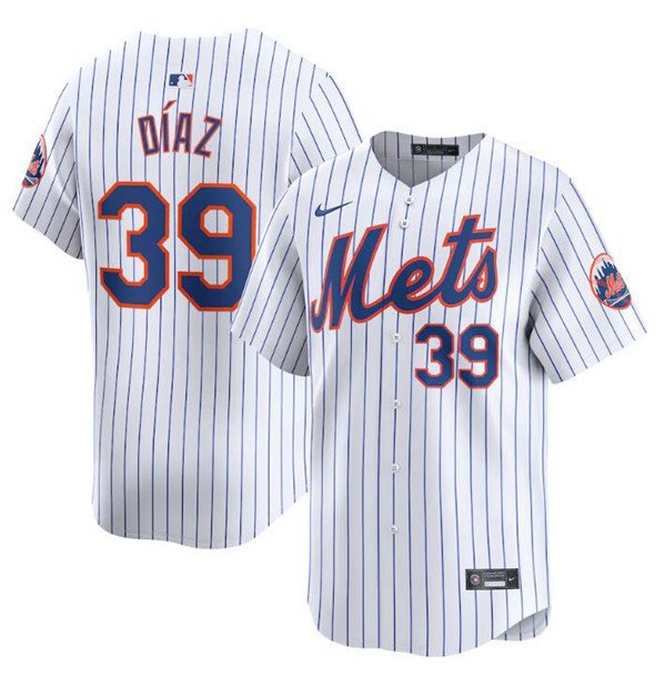 Men's New York Mets Edwin Diaz White 2024 Home Stitched Jersey