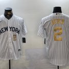 Men's New York Yankees #2 Derek Jeter White Pinstripe Fashion Cool Base Jersey
